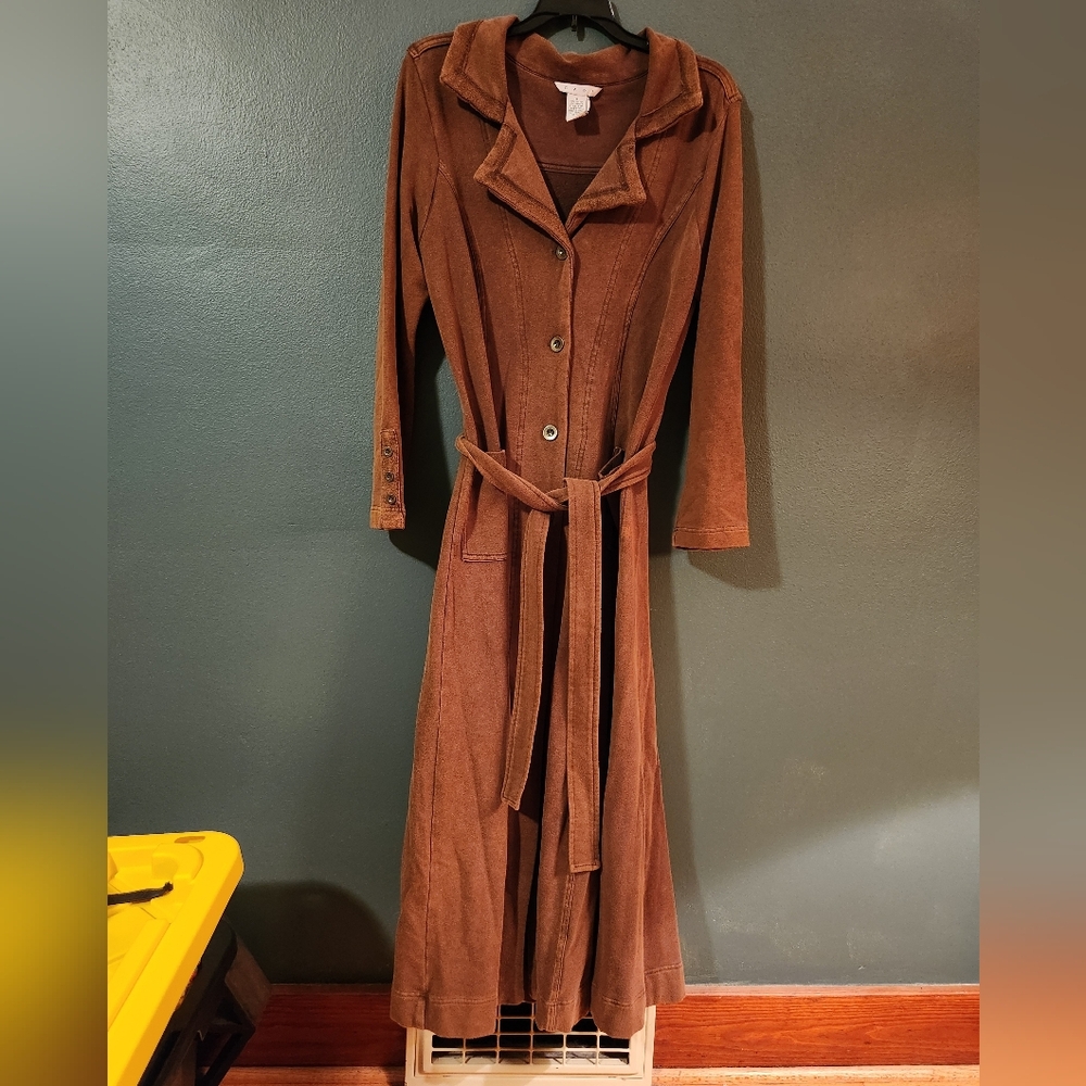 CAbi Brown Button Down Long Jacket With Belt Size… - image 1